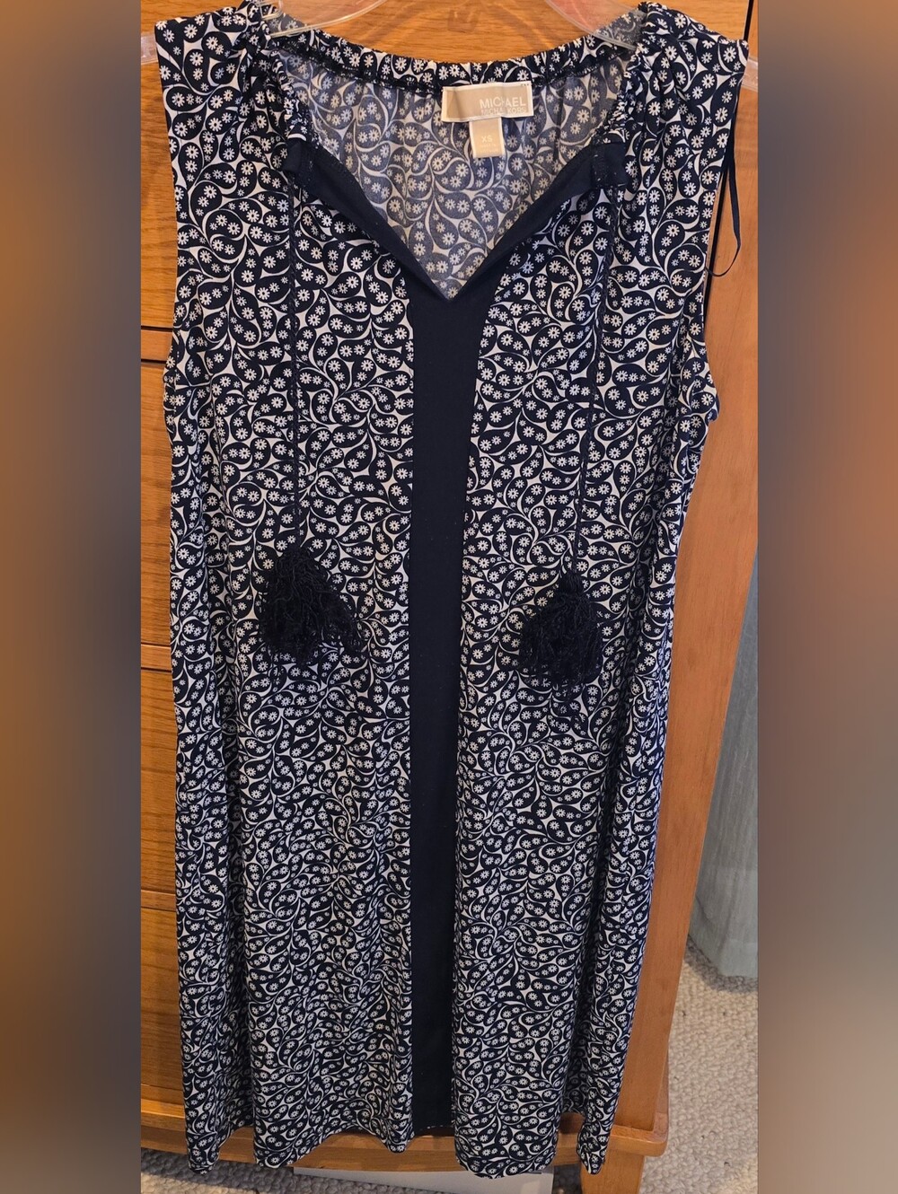Michael Kors Navy & White Printed Shift Dress, Women's XS